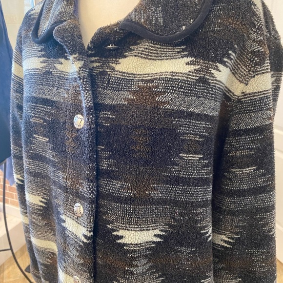 Talbots Womens Vintage Fleece Southwestern Button Shacket Sweatshirt - Picture 7 of 7